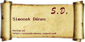 Simonek Dénes névjegykártya